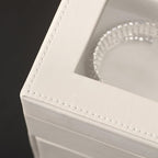 Boîte À Bijoux En Cuir Blanc -  2 Tiroirs