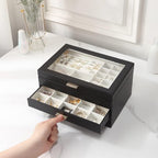 Boîte À Bijoux En Cuir Blanc -  2 Tiroirs