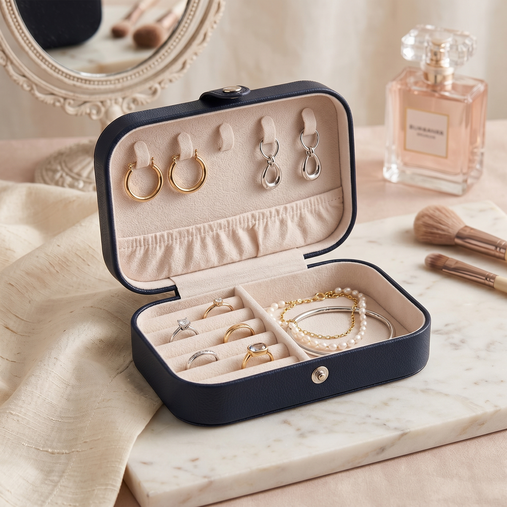 Boîte À Bijoux De Voyage En Cuir