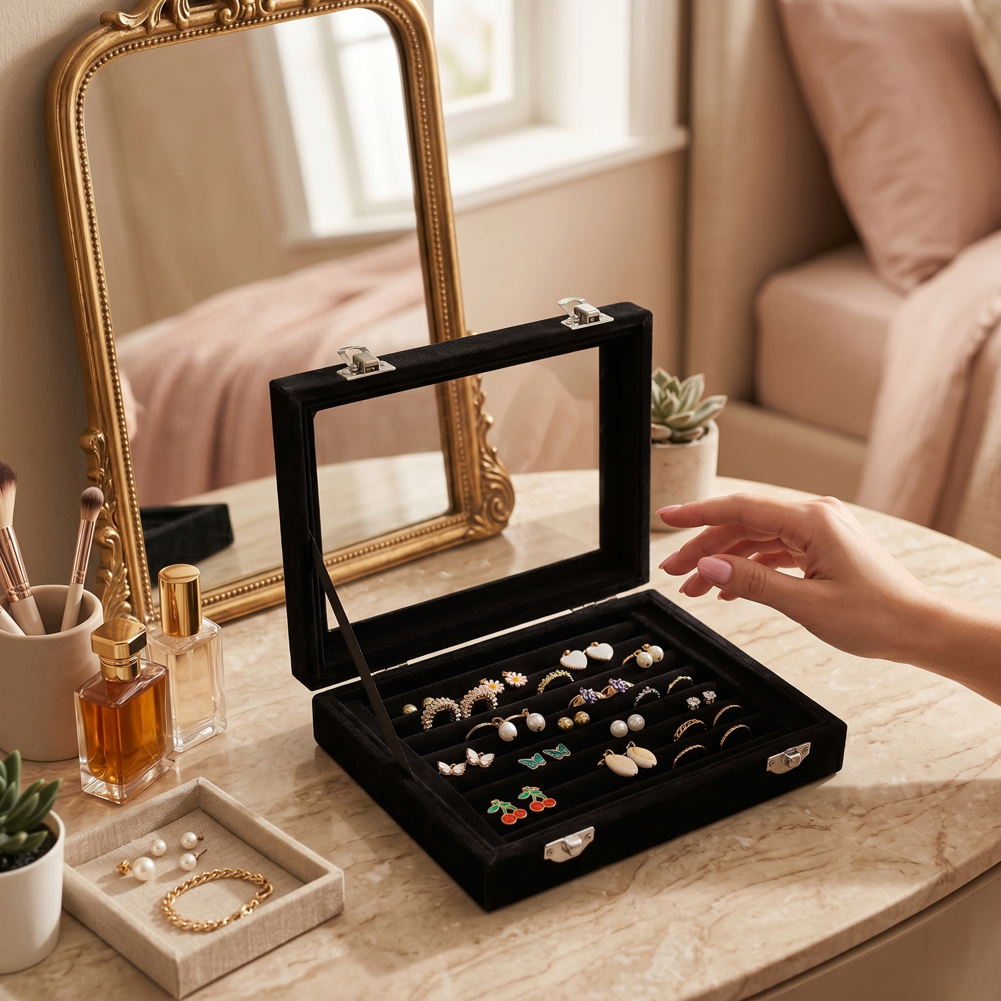 Boîte À Bijoux En Velours Pour Bagues