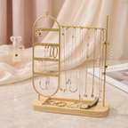 Porte-Bijoux En Métal Avec Base En Bois