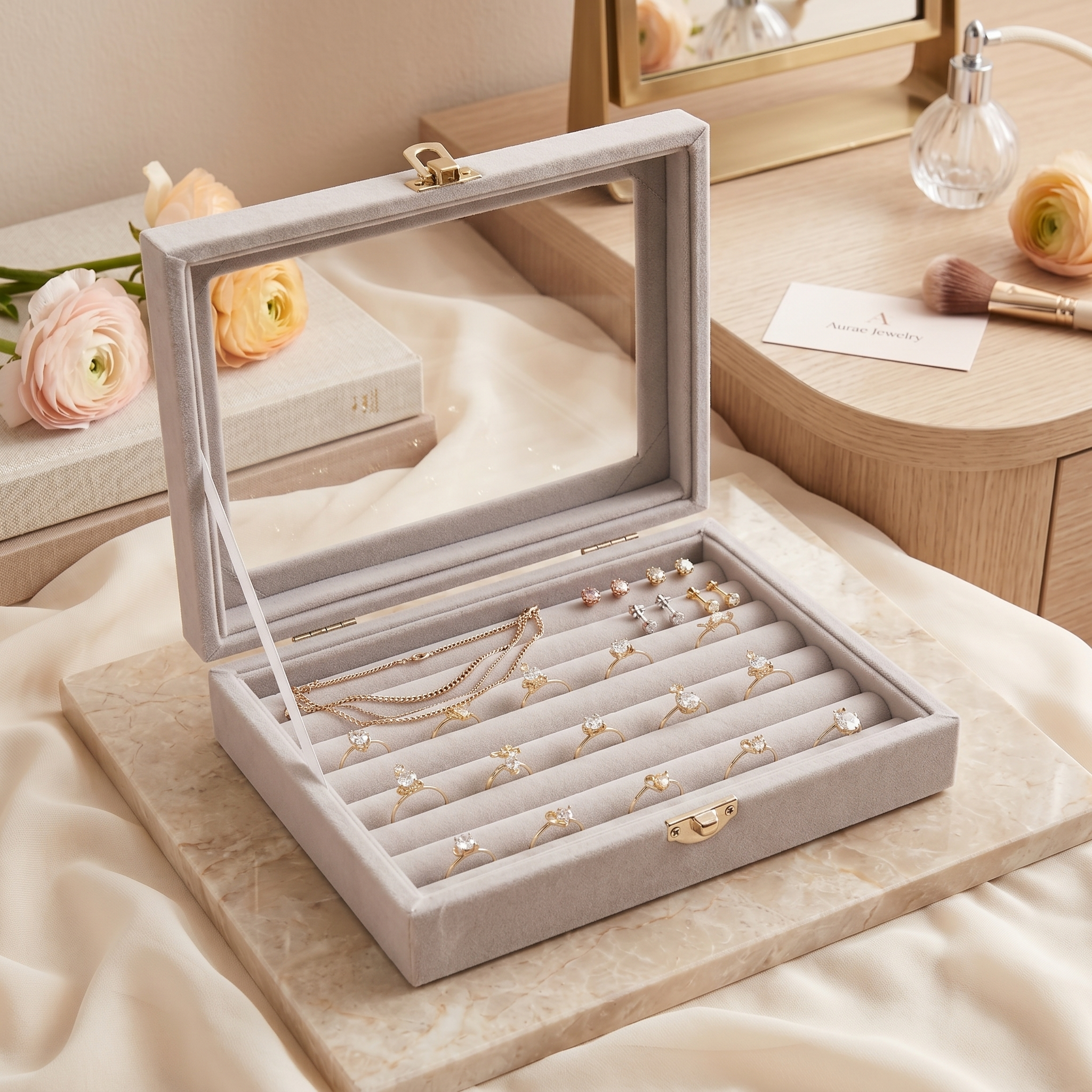 Boîte À Bijoux En Velours Pour Bagues