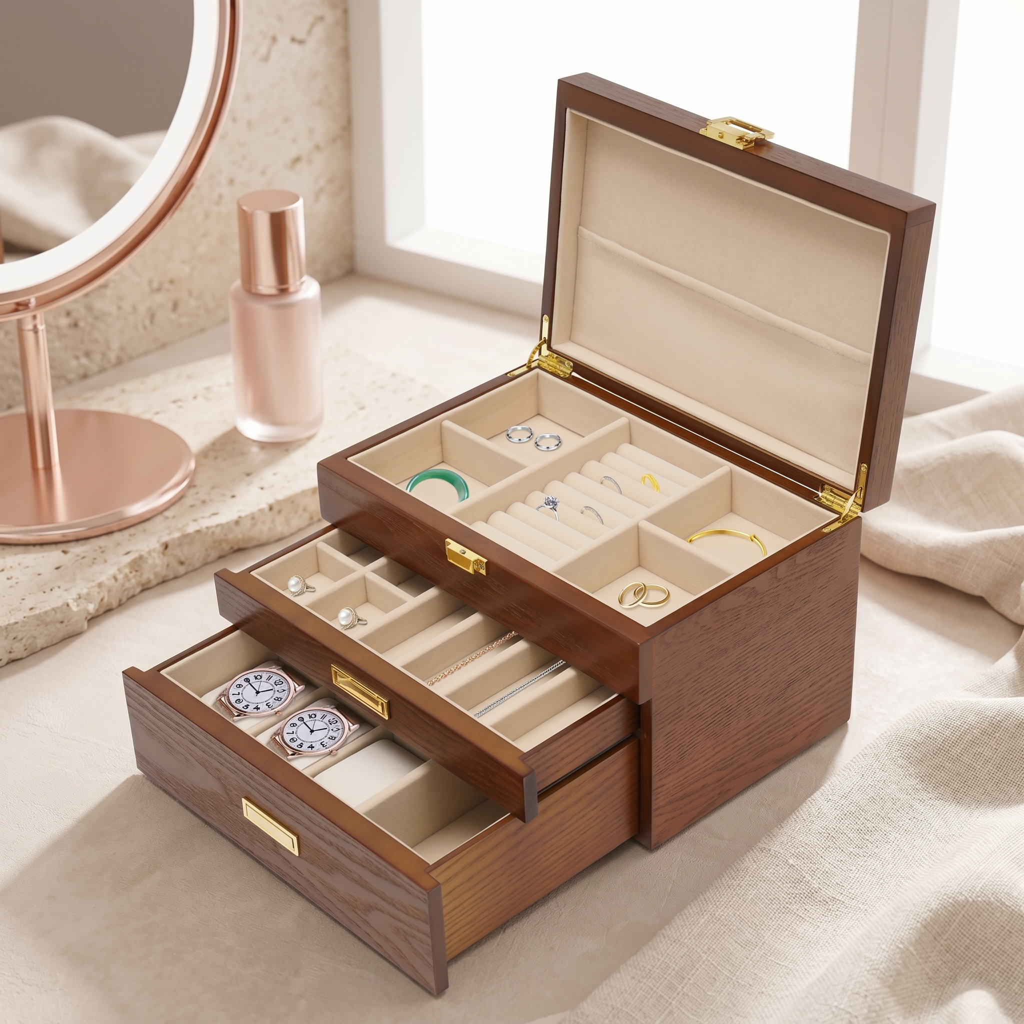Boîte À Bijoux En Bois Avec Tiroirs