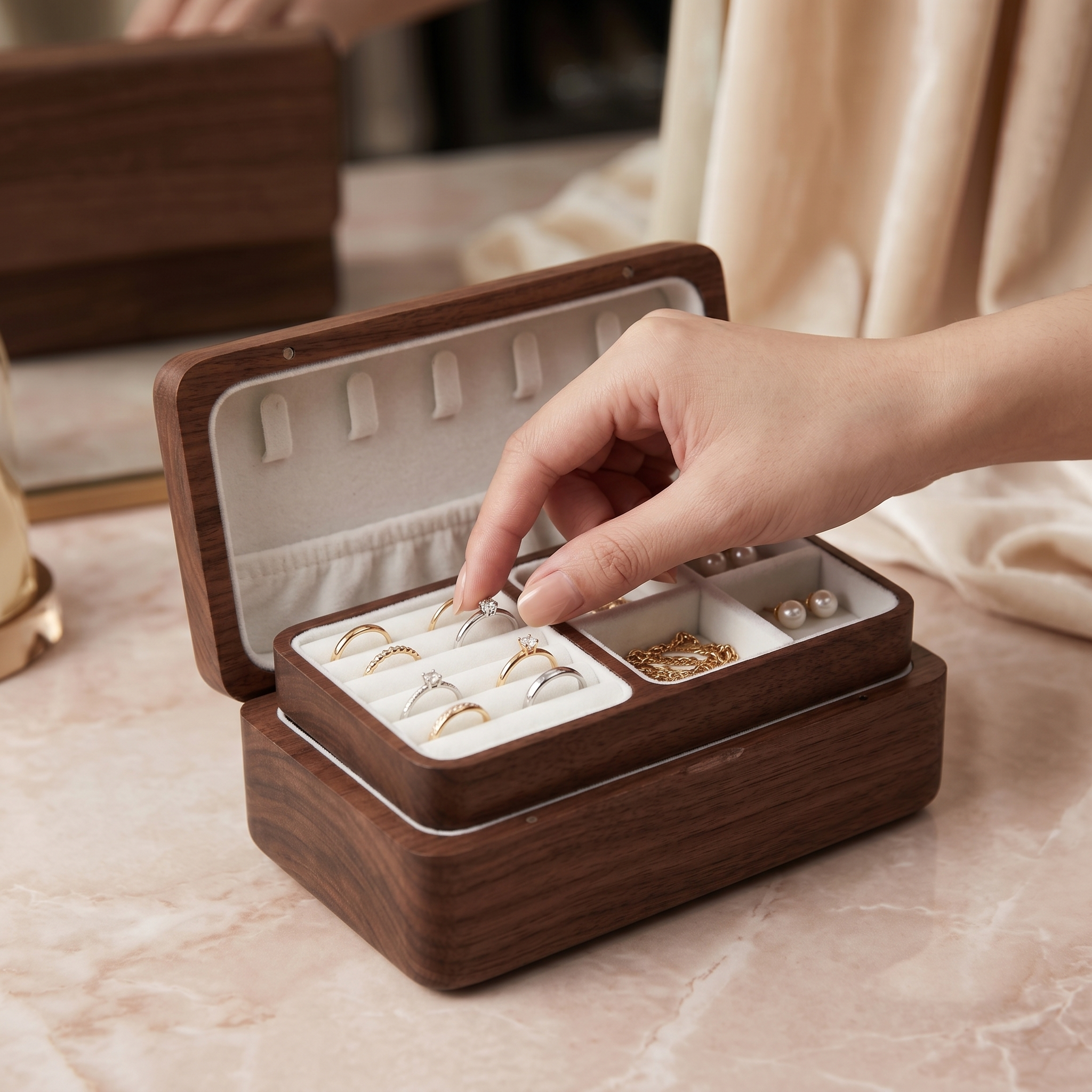 Petite Boîte À Bijoux En Bois