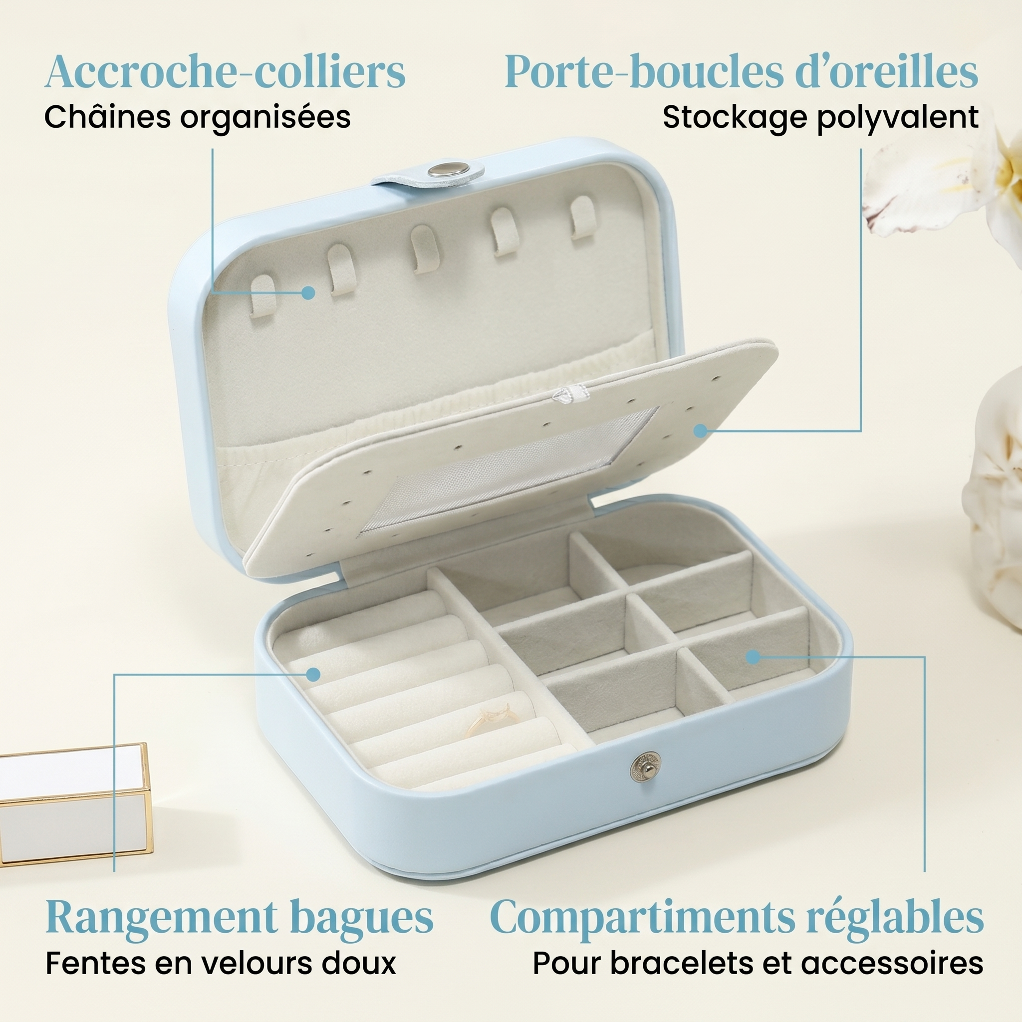 Boîte À Bijoux De Voyage En Cuir