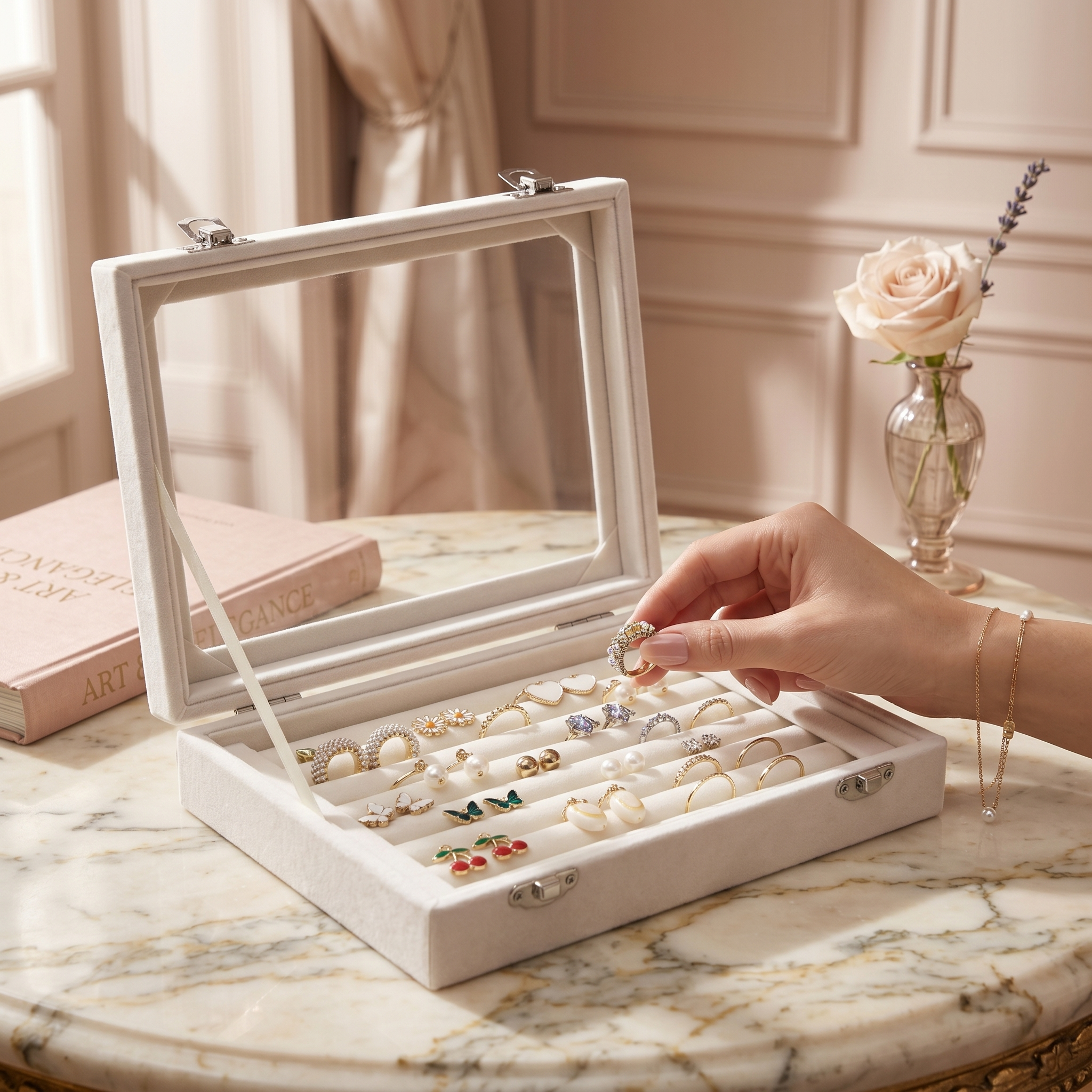 Boîte À Bijoux En Velours Pour Bagues