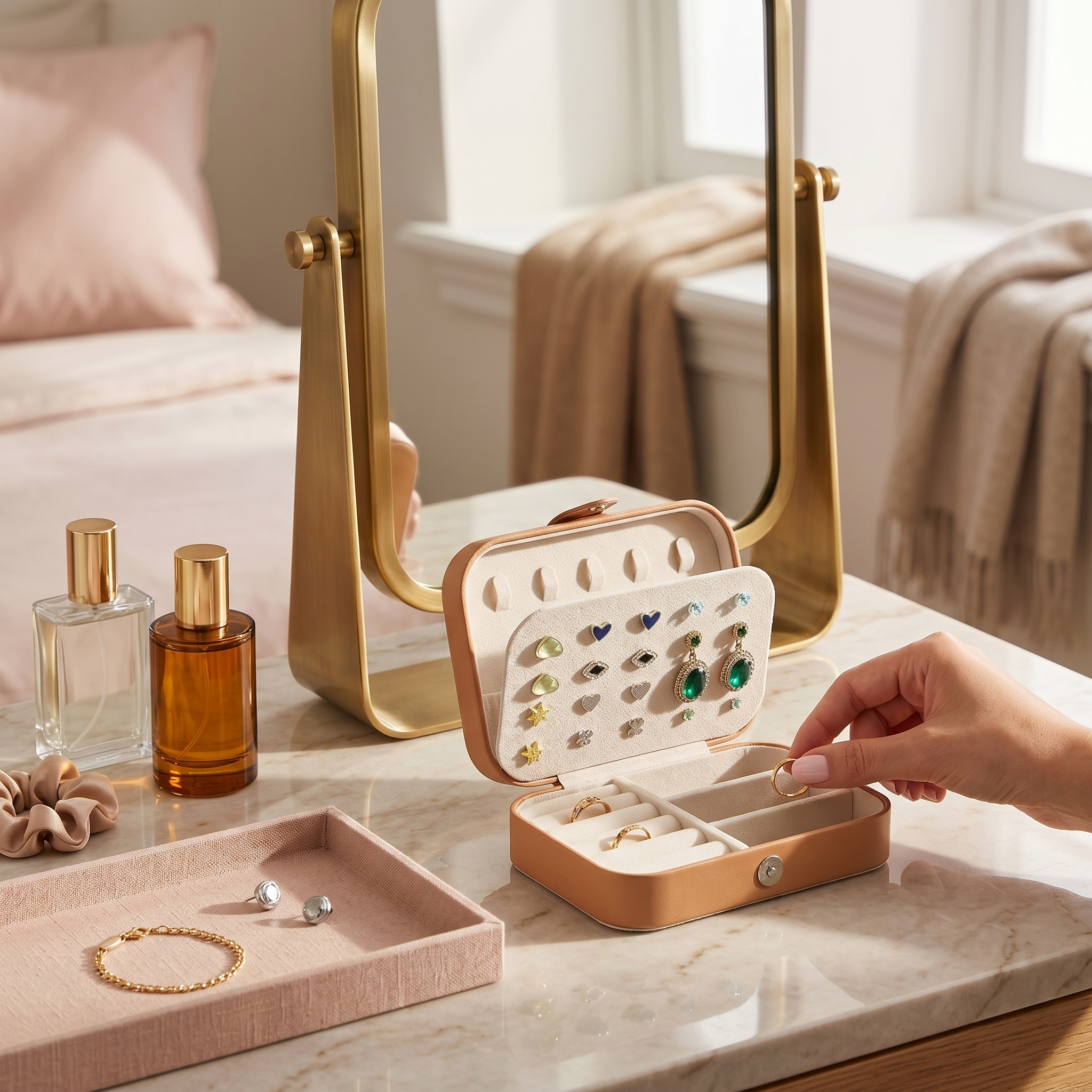 Boîte À Bijoux De Voyage En Cuir