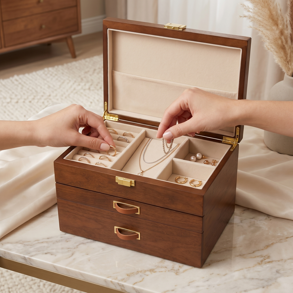 Boîte À Bijoux En Bois Avec Tiroirs