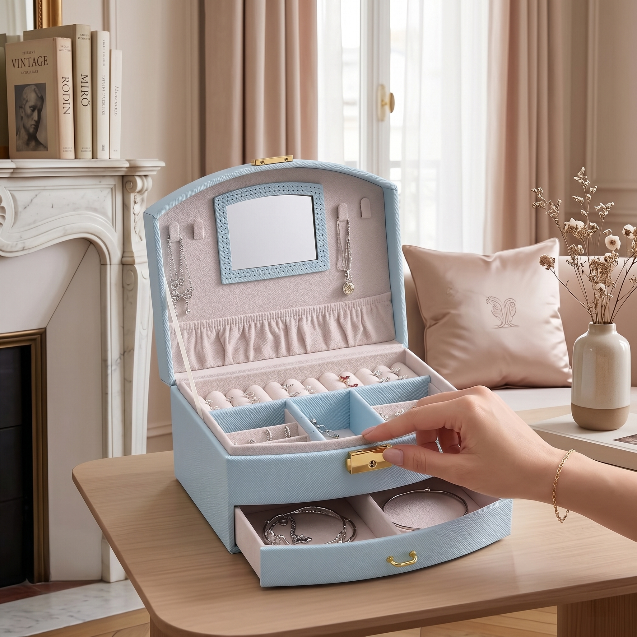 Boîte À Bijoux De Voyage Avec Miroir