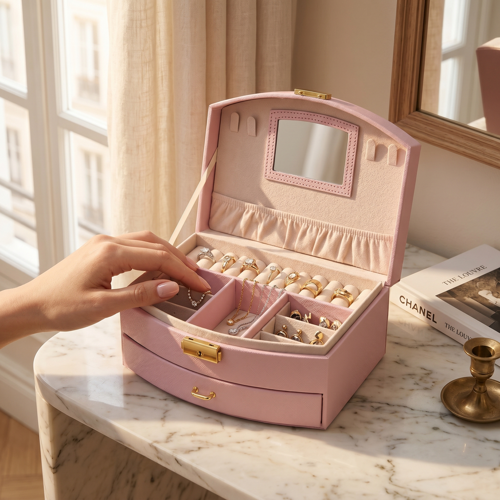 Boîte À Bijoux De Voyage Avec Miroir