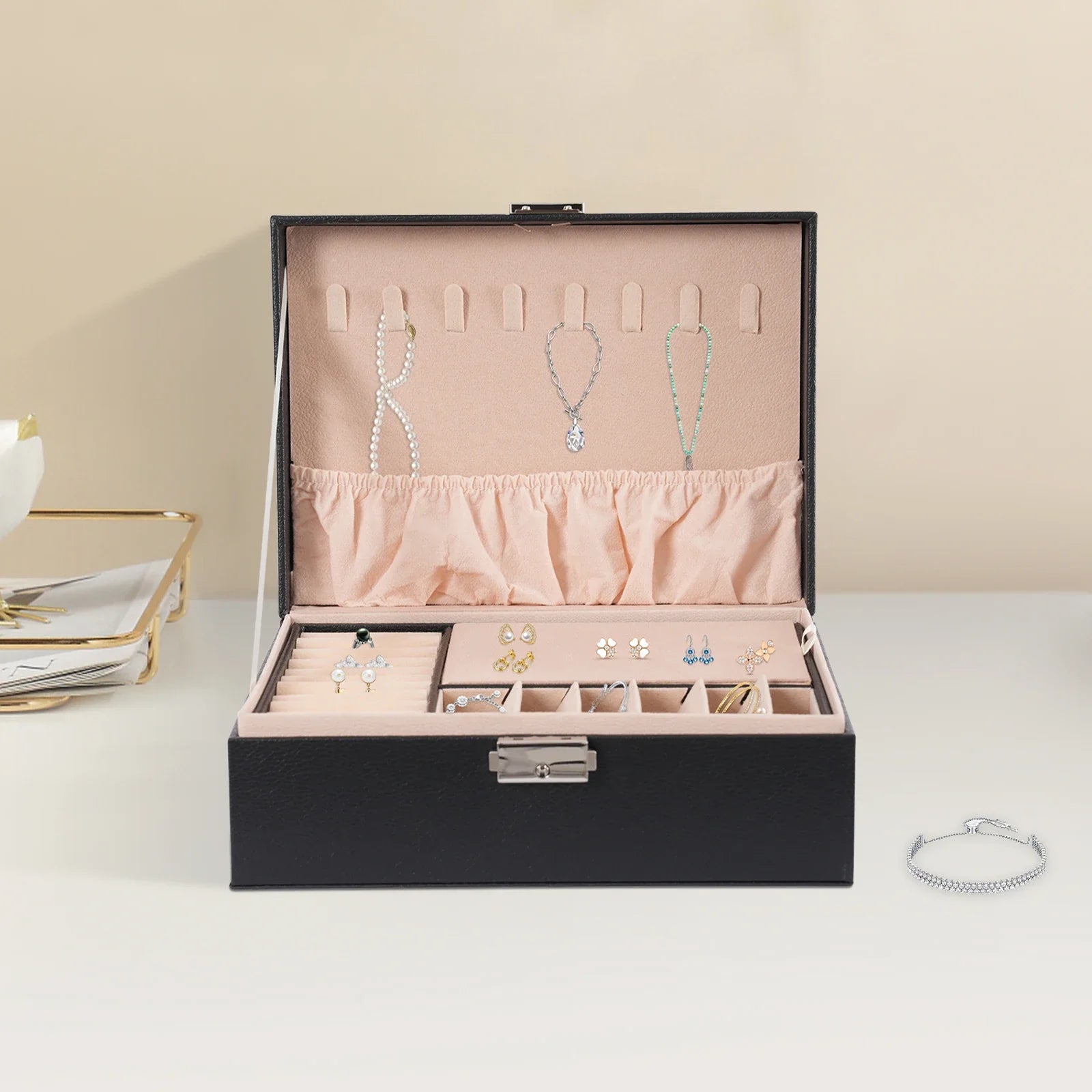 Boîte À Bijoux Cuir Noir